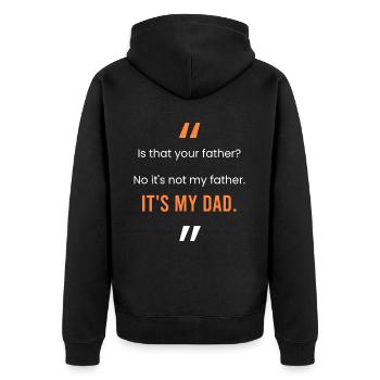 Das ist mein Vater. - Unisex Premium Bio Zip Hoodie - Schwarz - Hinten - Nico (187cm)