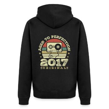Idée Cadeau Anniversaire Vintage Original 2017 - Veste à capuche bio Premium Unisexe - noir - Dos - Nico (187cm)