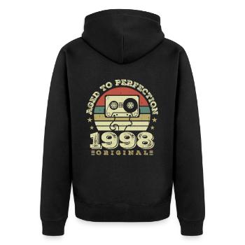 Original Vintage Anniversary Gift Idea 1998 - Unisex Premium Organic Zip Hoodie - black - Back - Nico (187cm)