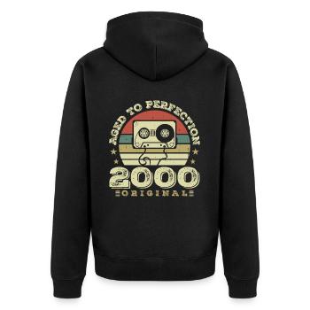 Idée Cadeau Anniversaire Vintage Original 2000 - Veste à capuche bio Premium Unisexe - noir - Dos - Nico (187cm)