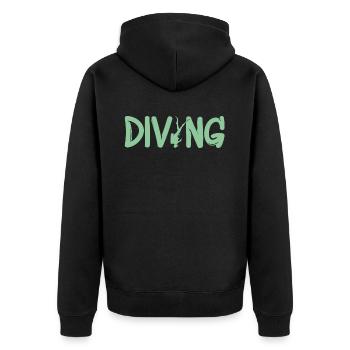 Tauchen, Diving, Tauchlehrer - Unisex Premium Bio Zip Hoodie - Schwarz - Hinten - Nico (187cm)