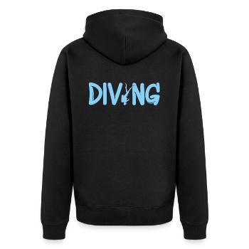 tauchen - Unisex Premium Bio Zip Hoodie - Schwarz - Hinten - Nico (187cm)