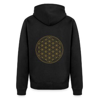 Fleur de vie - Veste à capuche bio Premium Unisexe - noir - Dos - Nico (187cm)