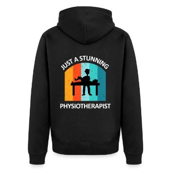 Physiotherapist Humorous Gift Saying Funny - Unisex Premium Organic Zip Hoodie - black - Back - Nico (187cm)