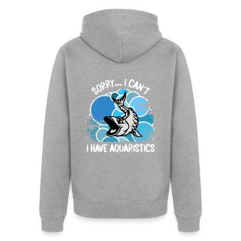 Aquarium Aquarianer Fische Zierfische Aquaristik - Unisex Premium Bio Zip Hoodie - Grau meliert - Hinten - Nico (187cm)