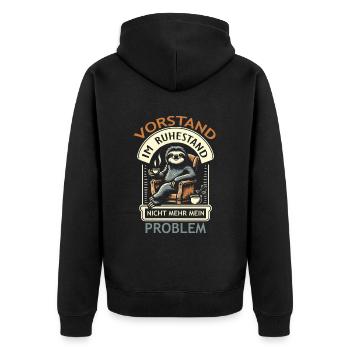 Vorstand Ruhestand - Unisex Premium Bio Zip Hoodie - Schwarz - Hinten - Nico (187cm)