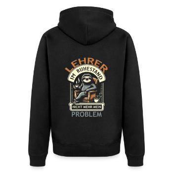Lehrer Ruhestand - Unisex Premium Bio Zip Hoodie - Schwarz - Hinten - Nico (187cm)