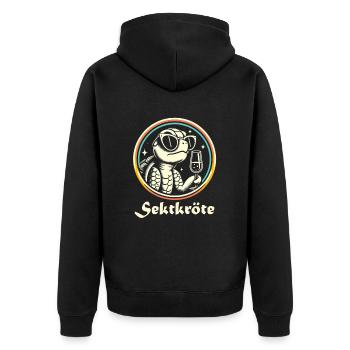 Sekt Schildkröte - Unisex Premium Bio Zip Hoodie - Schwarz - Hinten - Nico (187cm)