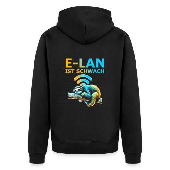 E-Lan ist schwach Faultier - Unisex Premium Bio Zip Hoodie - Schwarz - Hinten - Nico (187cm)