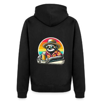 Paresseux buvant de la bière - Veste à capuche bio Premium Unisexe - noir - Dos - Nico (187cm)