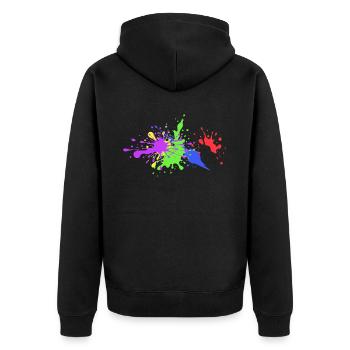Farbenfrohe Spritzer Geschenkidee witzig - Unisex Premium Bio Zip Hoodie - Schwarz - Hinten - Nico (187cm)