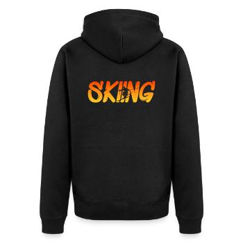 Skiing - Unisex Premium Bio Zip Hoodie - Schwarz - Hinten - Nico (187cm)