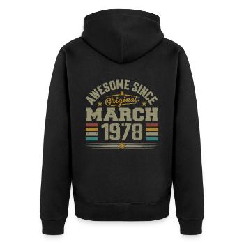 March 1978 Birthday Vintage 1978 Gift Idea - Unisex Premium Organic Zip Hoodie - black - Back - Nico (187cm)