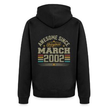 März 2002 Geburtstag Vintage Geschenkidee 2002 - Unisex Premium Bio Zip Hoodie - Schwarz - Hinten - Nico (187cm)
