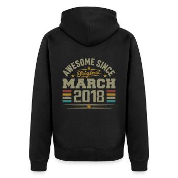 March 2018 Birthday Vintage Gift Idea 2018 - Unisex Premium Organic Zip Hoodie - black - Back - Nico (187cm)