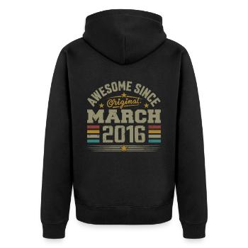 Mars 2016 Anniversaire Idée Cadeau Vintage 2016 - Veste à capuche bio Premium Unisexe - noir - Dos - Nico (187cm)