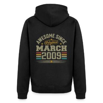 March 2009 Birthday Vintage Gift Idea 2009 - Unisex Premium Organic Zip Hoodie - black - Back - Nico (187cm)