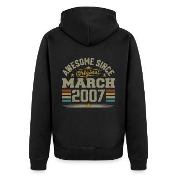 März 2007 Geburtstag Vintage Geschenkidee 2007 - Unisex Premium Bio Zip Hoodie - Schwarz - Hinten - Nico (187cm)