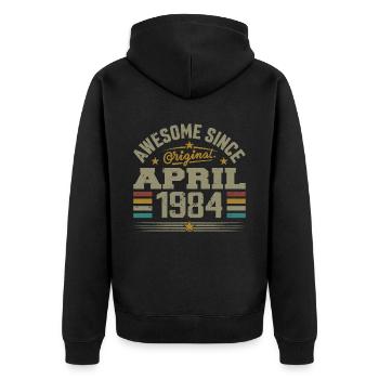 Avril 1984 Anniversaire Idée Cadeau Vintage 1984 - Veste à capuche bio Premium Unisexe - noir - Dos - Nico (187cm)