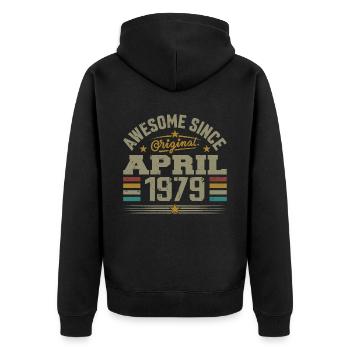 April 1979 Geburtstag Jahrgang 1979 Geschenkidee - Unisex Premium Bio Zip Hoodie - Schwarz - Hinten - Nico (187cm)