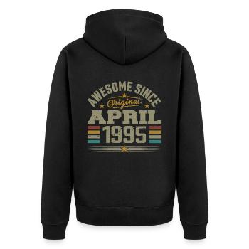 April 1995 Geburtstag Jahrgang 1995 Geschenkidee - Unisex Premium Bio Zip Hoodie - Schwarz - Hinten - Nico (187cm)