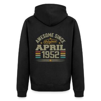 April 1952 Geburtstag Jahrgang 1952 Geschenkidee - Unisex Premium Bio Zip Hoodie - Schwarz - Hinten - Nico (187cm)