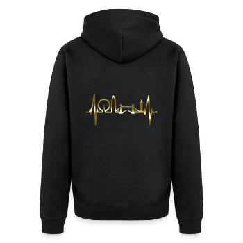 London Skyline Heartbeat England Gold Plated - Unisex Premium Organic Zip Hoodie - black - Back - Nico (187cm)