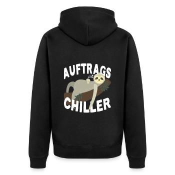 Auftragschiller Faultier Geschenk Auftrags Chiller - Unisex Premium Bio Zip Hoodie - Schwarz - Hinten - Nico (187cm)