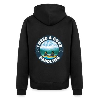Kajak fahren - Unisex Premium Bio Zip Hoodie - Schwarz - Hinten - Nico (187cm)