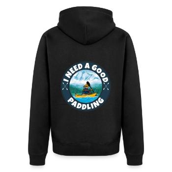 Kajak fahren - Unisex Premium Bio Zip Hoodie - Schwarz - Hinten - Nico (187cm)