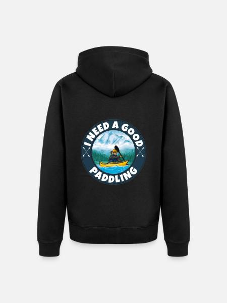 Kajak fahren - Unisex Premium Bio Zip Hoodie - Schwarz