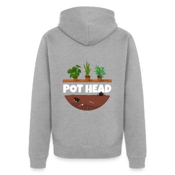 Pot head Pflanzen Gärtner - Unisex Premium Bio Zip Hoodie - Grau meliert - Hinten - Nico (187cm)