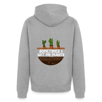 Parfois, je mouille mes plantes - Veste à capuche bio Premium Unisexe - gris chiné - Dos - Nico (187cm)