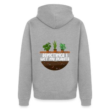 Parfois, je mouille mes plantes - Veste à capuche bio Premium Unisexe - gris chiné - Dos - Nico (187cm)
