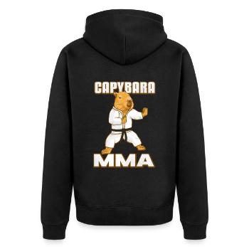 Capybara MMA - Unisex Premium Bio Zip Hoodie - Schwarz - Hinten - Nico (187cm)