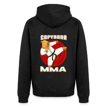 Capybara MMA - Unisex Premium Bio Zip Hoodie - Schwarz - Hinten - Nico (187cm)