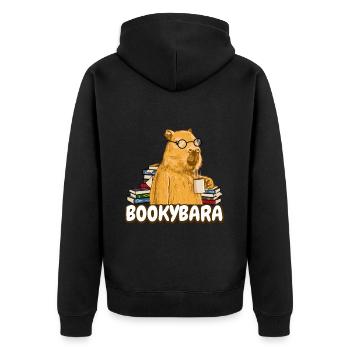 Capybara Bücher Lesen - Unisex Premium Bio Zip Hoodie - Schwarz - Hinten - Nico (187cm)
