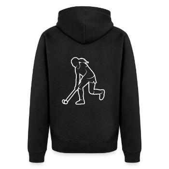 Joueuse de hockey sur gazon joueuse de hockey féminin - Veste à capuche bio Premium Unisexe - noir - Dos - Nico (187cm)