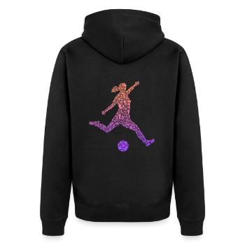 Fußball Spielerin Symbole Mädchen Fußballerin - Unisex Premium Bio Zip Hoodie - Schwarz - Hinten - Nico (187cm)