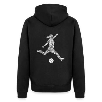 Fußball Spielerin Symbole Mädchen Fußballspielerin - Unisex Premium Bio Zip Hoodie - Schwarz - Hinten - Nico (187cm)