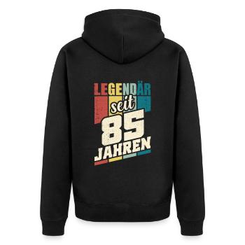 85. Geburtstag Legendär Seit 85 Jahren Legende 85 - Unisex Premium Bio Zip Hoodie - Schwarz - Hinten - Nico (187cm)