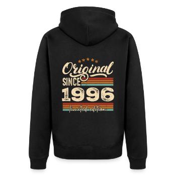 Original 1996 Vintage - 1996 Birthday Gift - Unisex Premium Organic Zip Hoodie - black - Back - Nico (187cm)