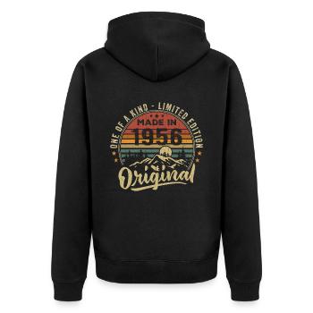Né 1956 Original Retro Vintage Anniversaire 1956 - Veste à capuche bio Premium Unisexe - noir - Dos - Nico (187cm)