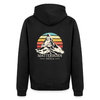 Cervin, Zermatt, Suisse, Alpes, Randonnée Souvenir - Veste à capuche bio Premium Unisexe - noir - Dos - Nico (187cm)