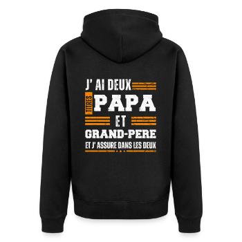 J'ai deux titres papa et papy cadeau fête des père - Veste à capuche bio Premium Unisexe - noir - Dos - Nico (187cm)