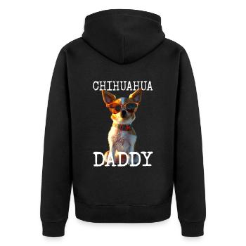 Chihuahua Daddy Papa Vater Vatertag Dad Chihuahuas - Unisex Premium Bio Zip Hoodie - Schwarz - Hinten - Nico (187cm)