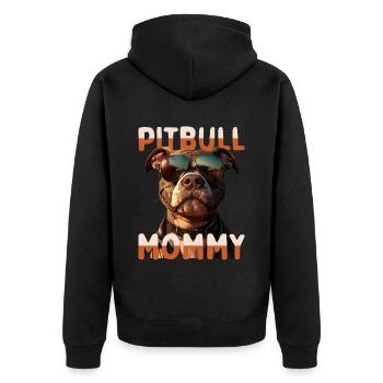 Pitbull Mommy Mom Mother's Day Pitbull Terrier Mom - Unisex Premium Organic Zip Hoodie - black - Back - Nico (187cm)