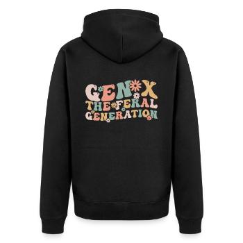 Gen X The Feral Generation Funny Generation X - Unisex Premium Organic Zip Hoodie - black - Back - Nico (187cm)
