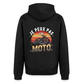 Je peux pas j ai Moto vintage - Veste à capuche bio Premium Unisexe - noir - Dos - Nico (187cm)