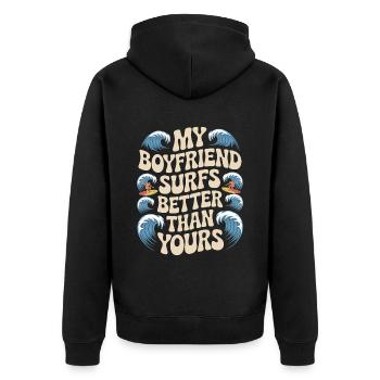 Surfez mon petit ami surfe mieux que le vôtre surfeur - Veste à capuche bio Premium Unisexe - noir - Dos - Nico (187cm)